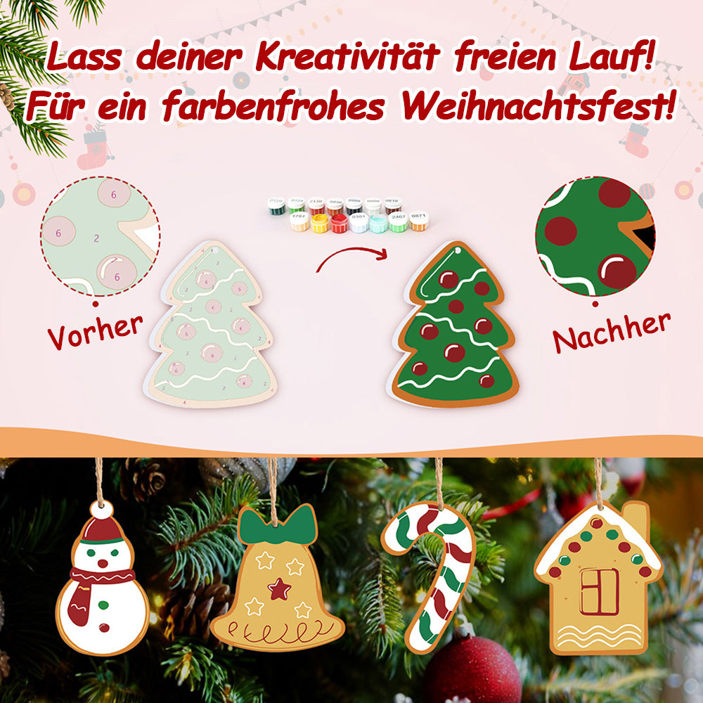 8 Stück Weihnachtsschmuck Malen nach Zahlen | Glocken und Handschuhe Set