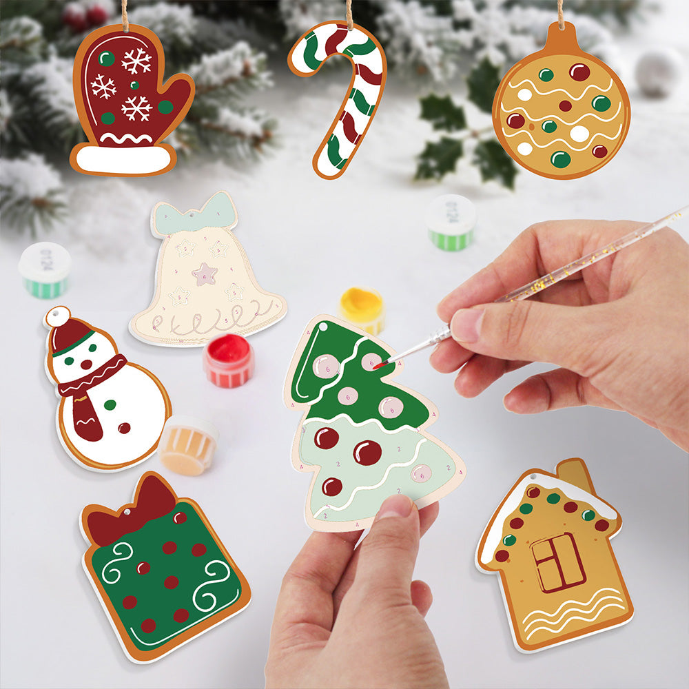 8 Stück Weihnachtsschmuck Malen nach Zahlen | Glocken und Handschuhe Set