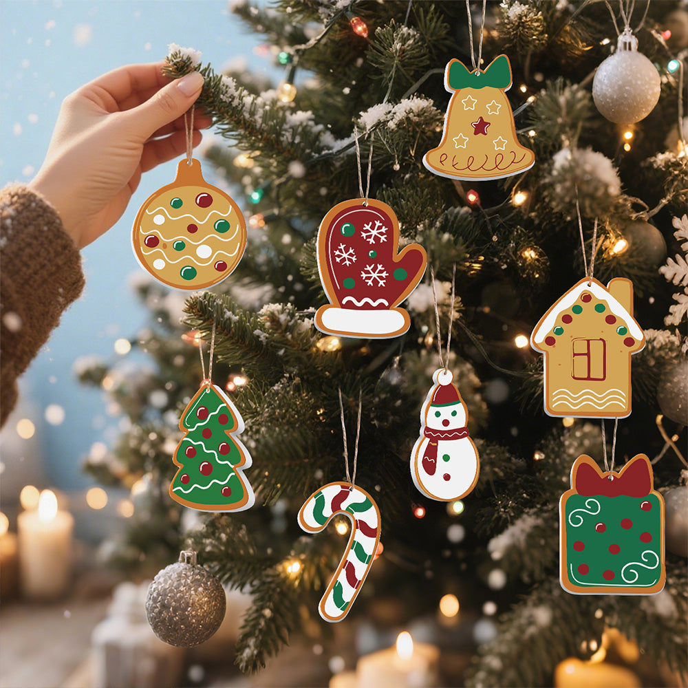 8 Stück Weihnachtsschmuck Malen nach Zahlen | Glocken und Handschuhe Set