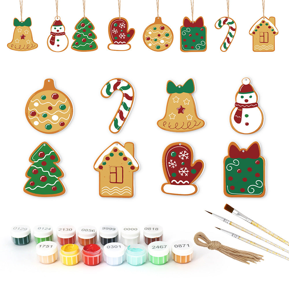 8 Stück Weihnachtsschmuck Malen nach Zahlen | Glocken und Handschuhe Set