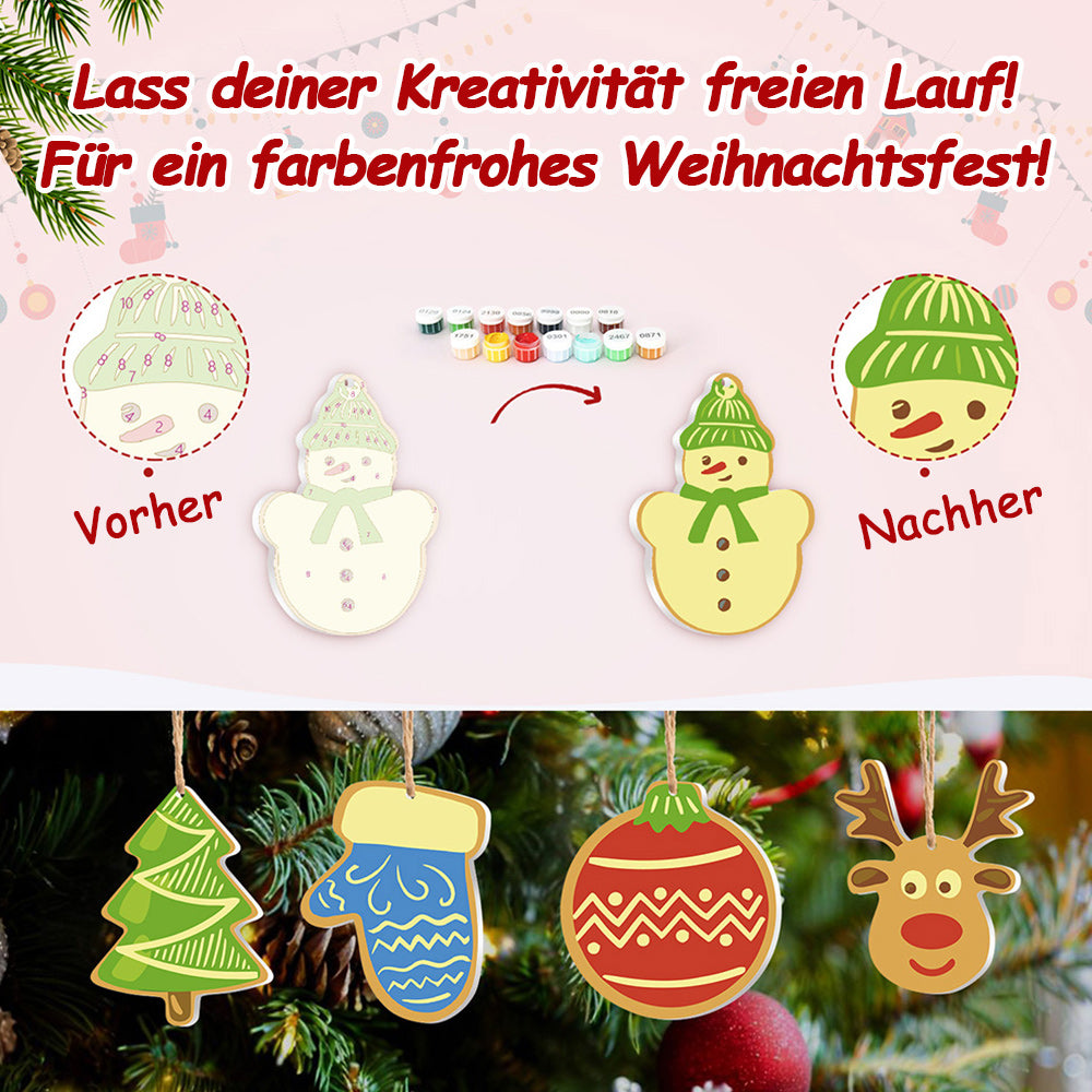 8 Stück Weihnachtsschmuck Malen nach Zahlen | Haus und Sterne Set