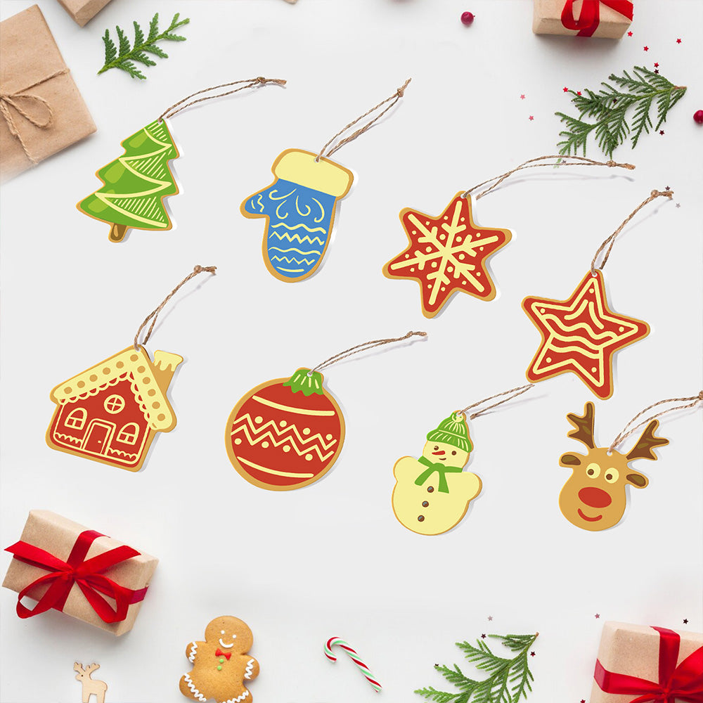 8 Stück Weihnachtsschmuck Malen nach Zahlen | Haus und Sterne Set
