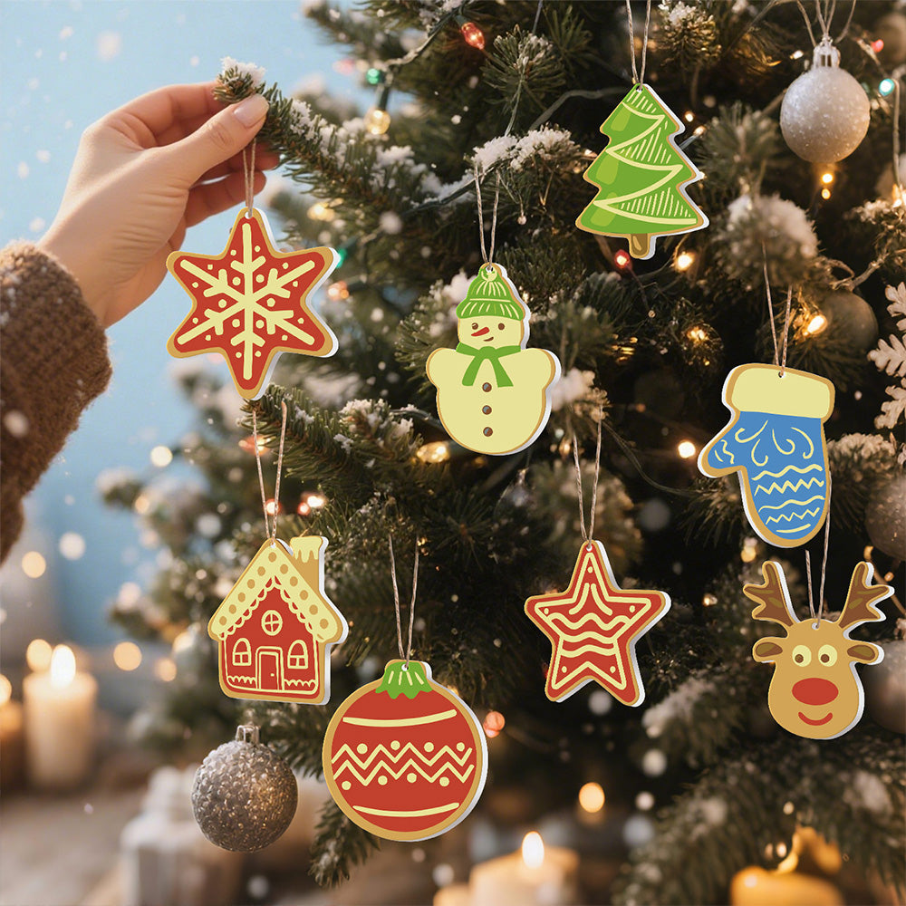 8 Stück Weihnachtsschmuck Malen nach Zahlen | Haus und Sterne Set