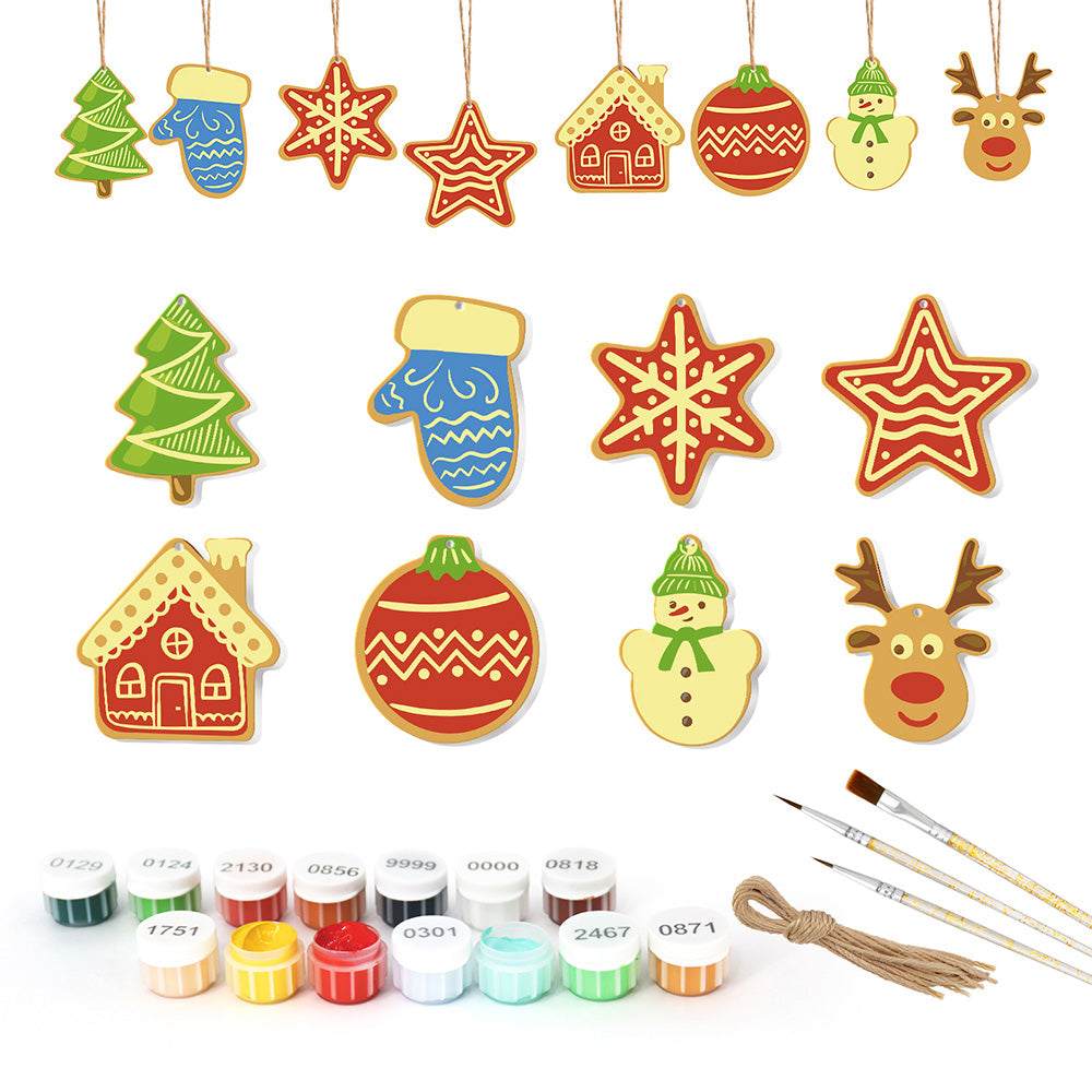 8 Stück Weihnachtsschmuck Malen nach Zahlen | Haus und Sterne Set
