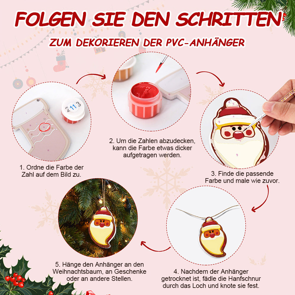 8 Stück Weihnachtsschmuck Malen nach Zahlen | Heiligabend Set