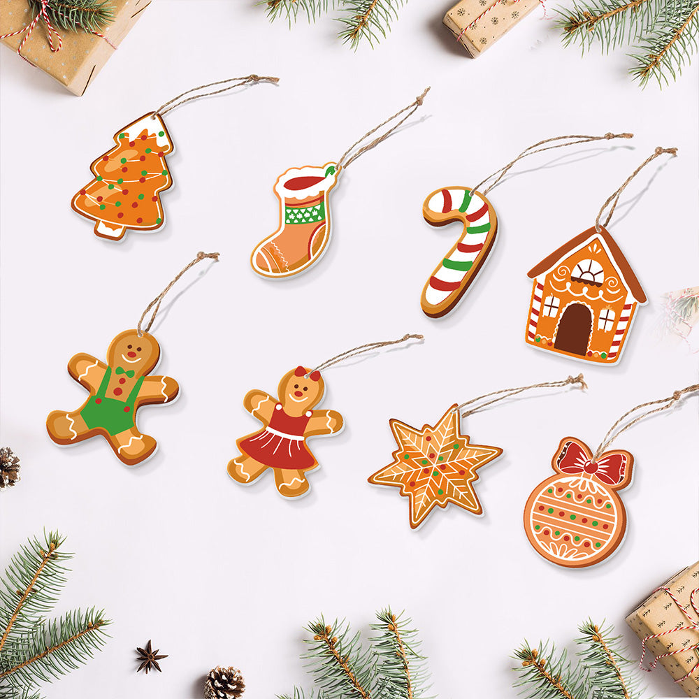 8 Stück Weihnachtsschmuck Malen nach Zahlen | Lebkuchenmann Set