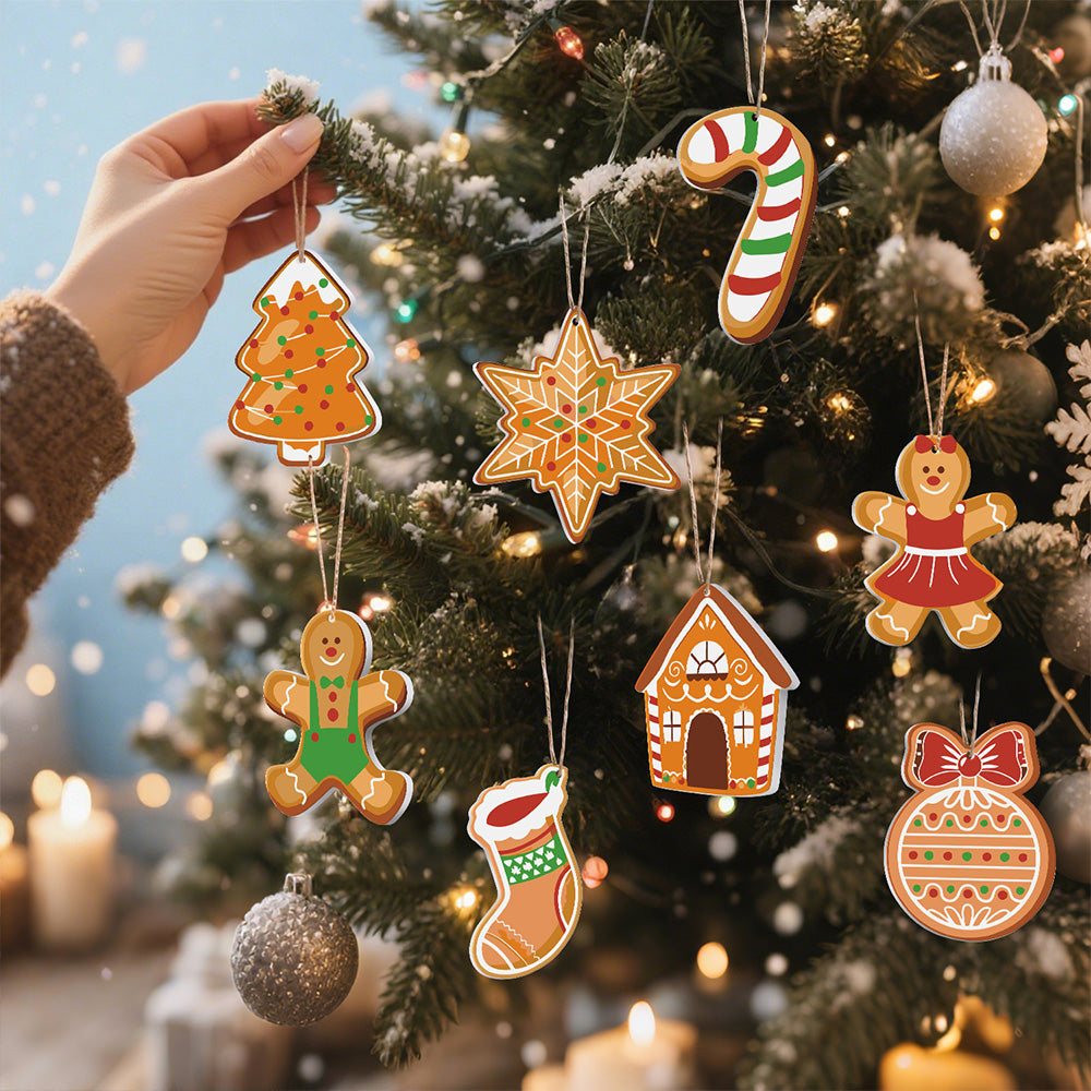 8 Stück Weihnachtsschmuck Malen nach Zahlen | Lebkuchenmann Set