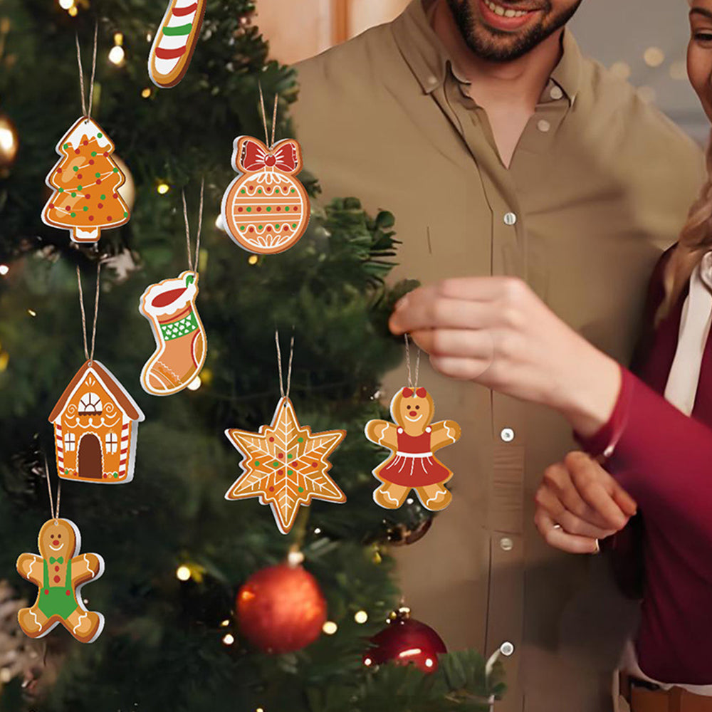 8 Stück Weihnachtsschmuck Malen nach Zahlen | Lebkuchenmann Set