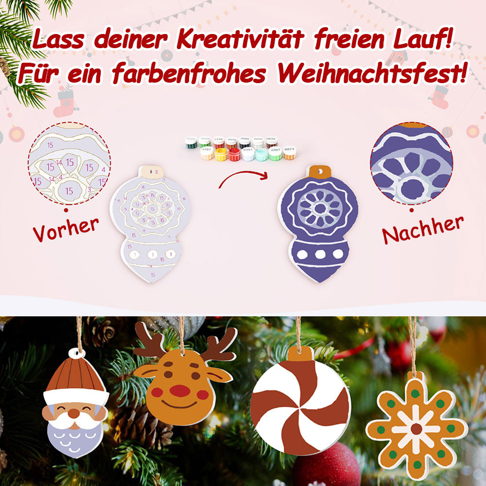 8 Stück Weihnachtsschmuck Malen nach Zahlen | Lila Dekoration Set