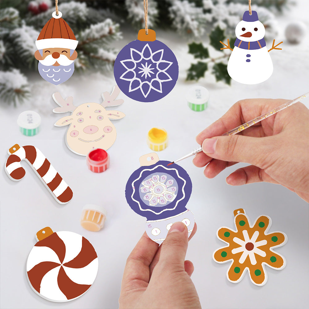 8 Stück Weihnachtsschmuck Malen nach Zahlen | Lila Dekoration Set