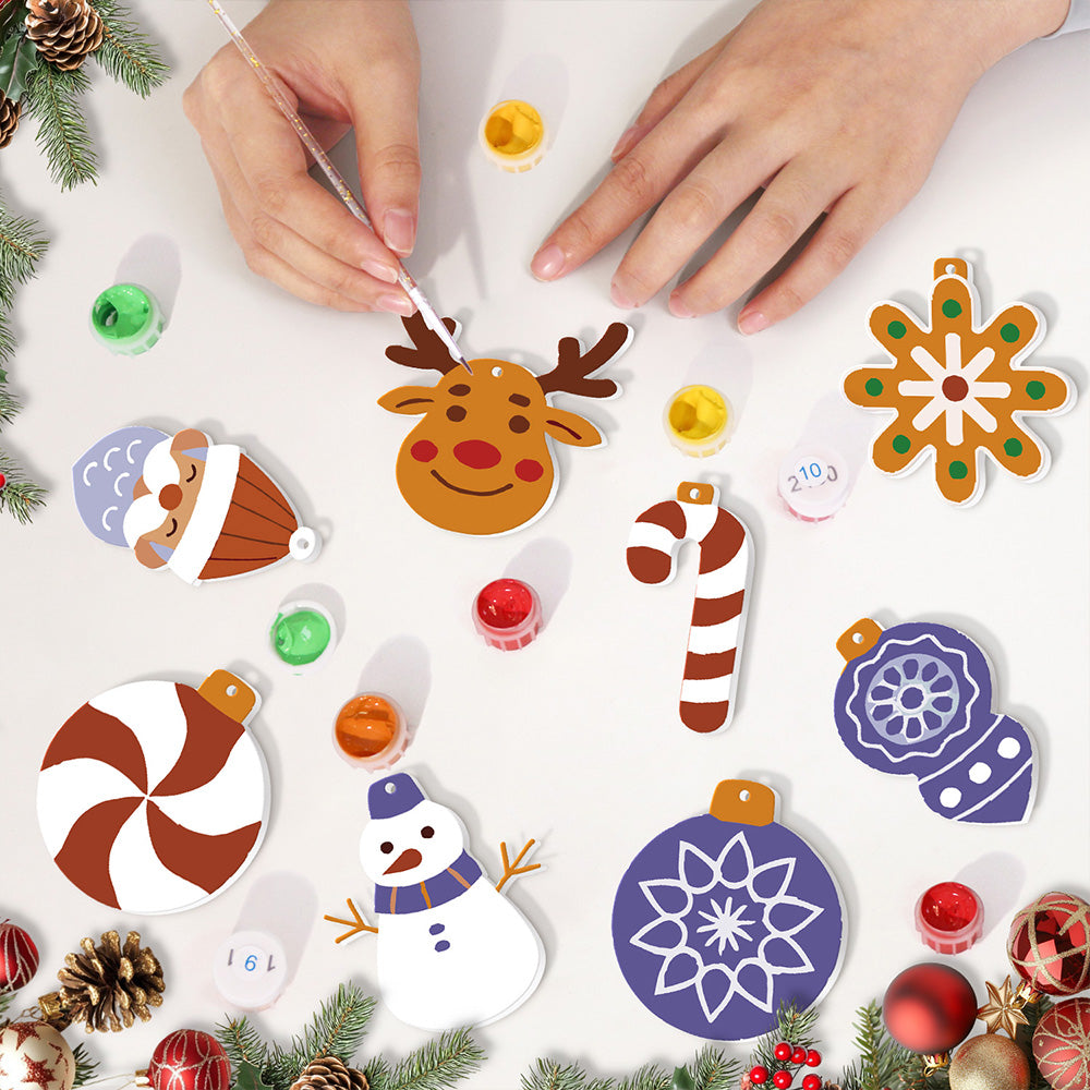 8 Stück Weihnachtsschmuck Malen nach Zahlen | Lila Dekoration Set