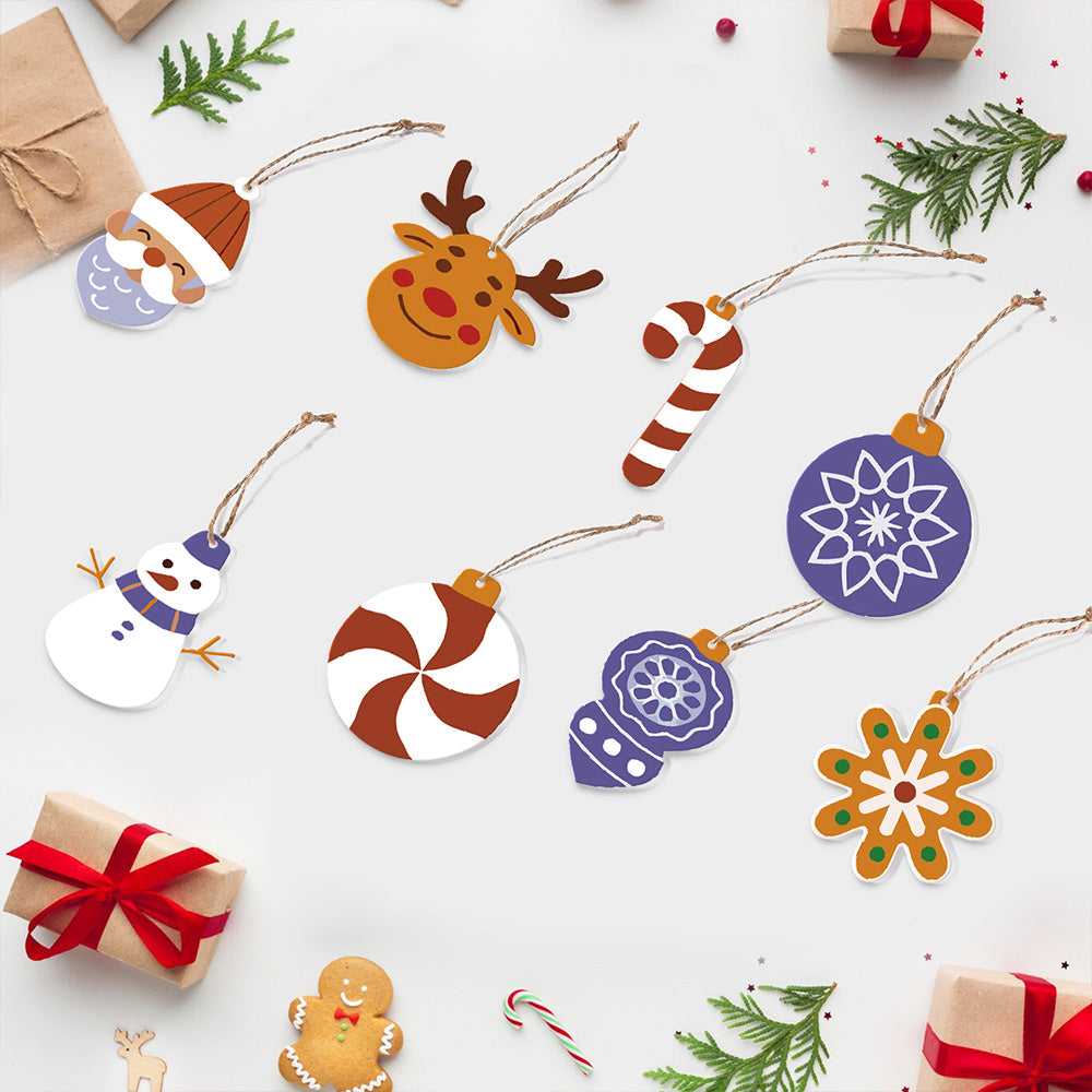 8 Stück Weihnachtsschmuck Malen nach Zahlen | Lila Dekoration Set