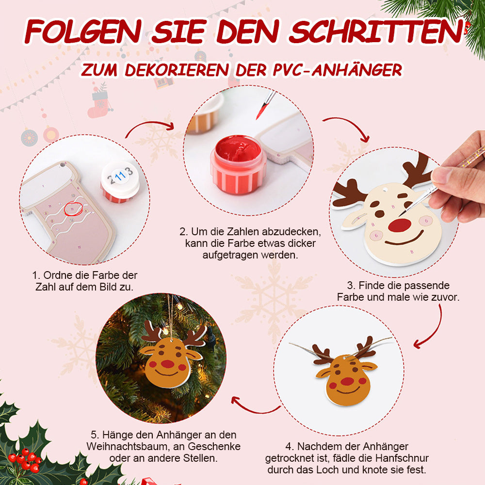 8 Stück Weihnachtsschmuck Malen nach Zahlen | Lila Dekoration Set