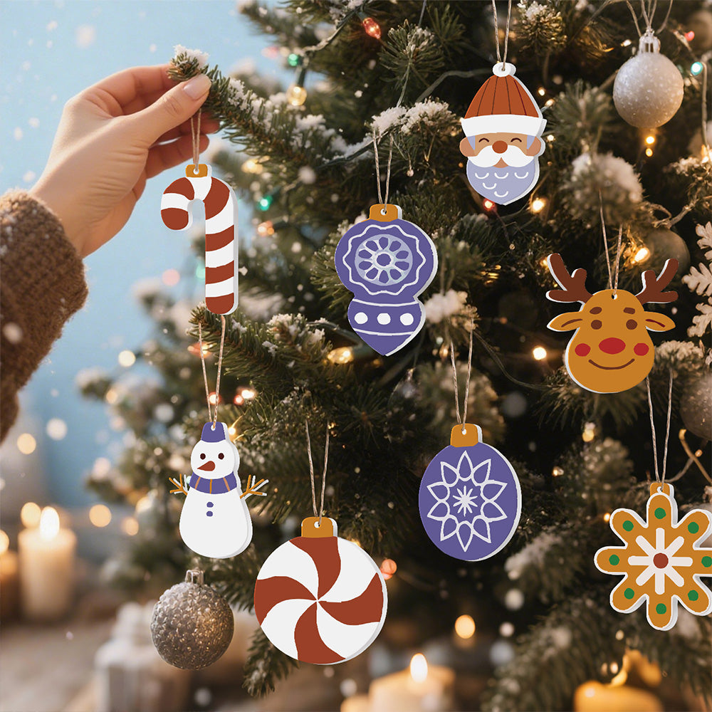 8 Stück Weihnachtsschmuck Malen nach Zahlen | Lila Dekoration Set