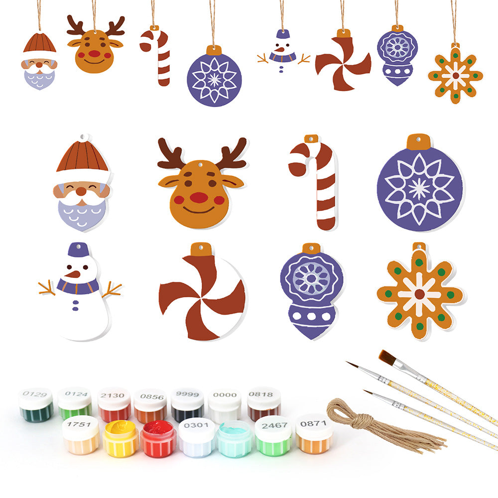 8 Stück Weihnachtsschmuck Malen nach Zahlen | Lila Dekoration Set