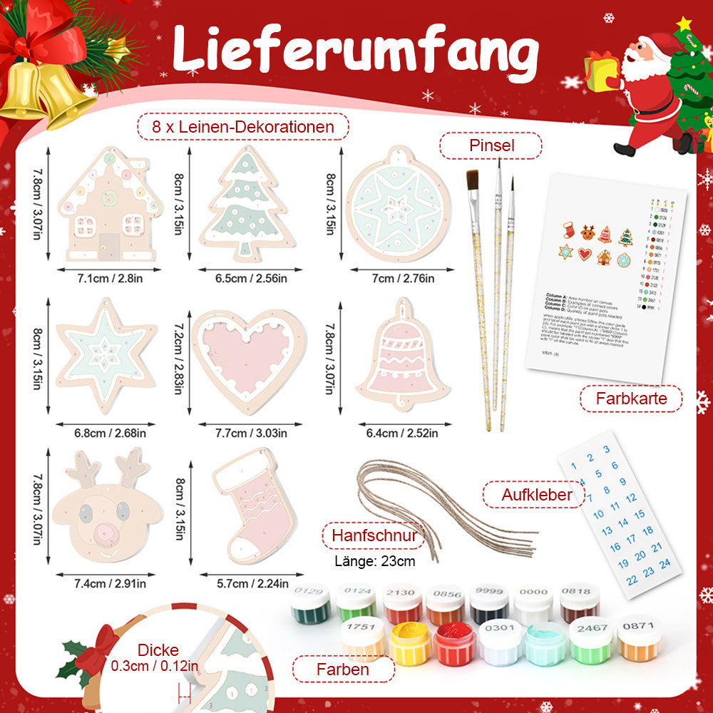 8 Stück Weihnachtsschmuck Malen nach Zahlen | Magischer Weihnachtsstern Set