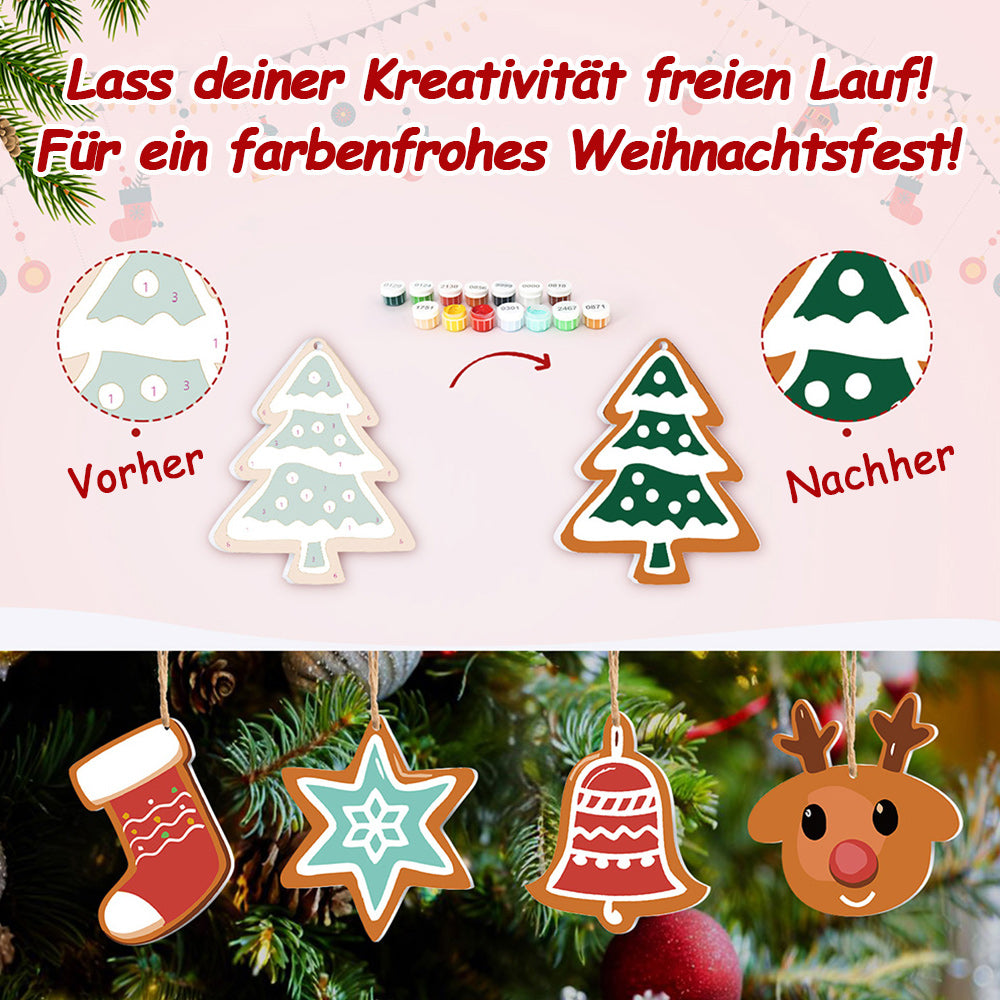 8 Stück Weihnachtsschmuck Malen nach Zahlen | Magischer Weihnachtsstern Set