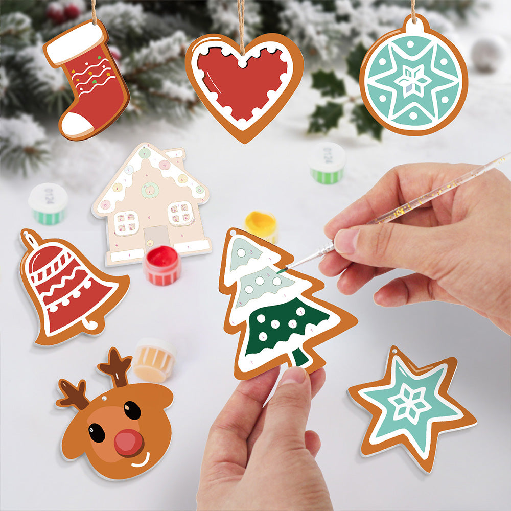 8 Stück Weihnachtsschmuck Malen nach Zahlen | Magischer Weihnachtsstern Set