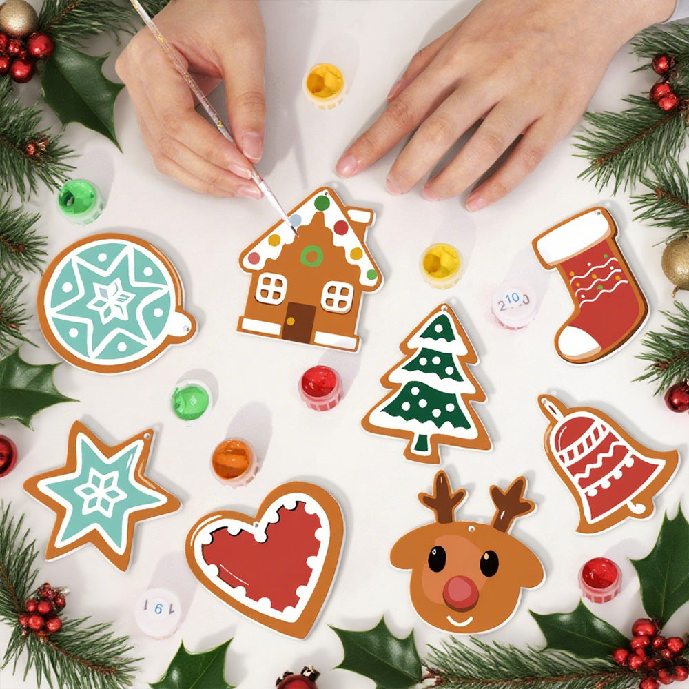 8 Stück Weihnachtsschmuck Malen nach Zahlen | Magischer Weihnachtsstern Set