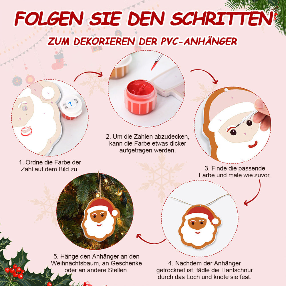8 Stück Weihnachtsschmuck Malen nach Zahlen | Mond und Sterne Set