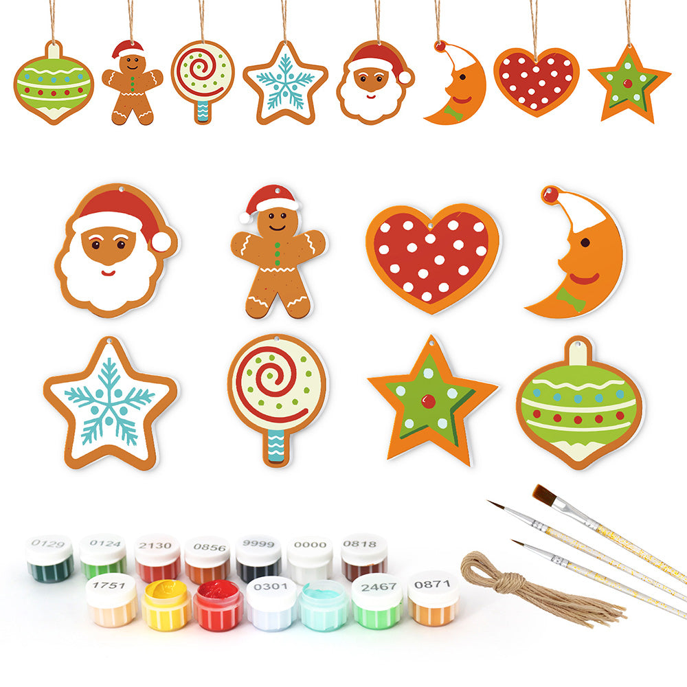 8 Stück Weihnachtsschmuck Malen nach Zahlen | Mond und Sterne Set