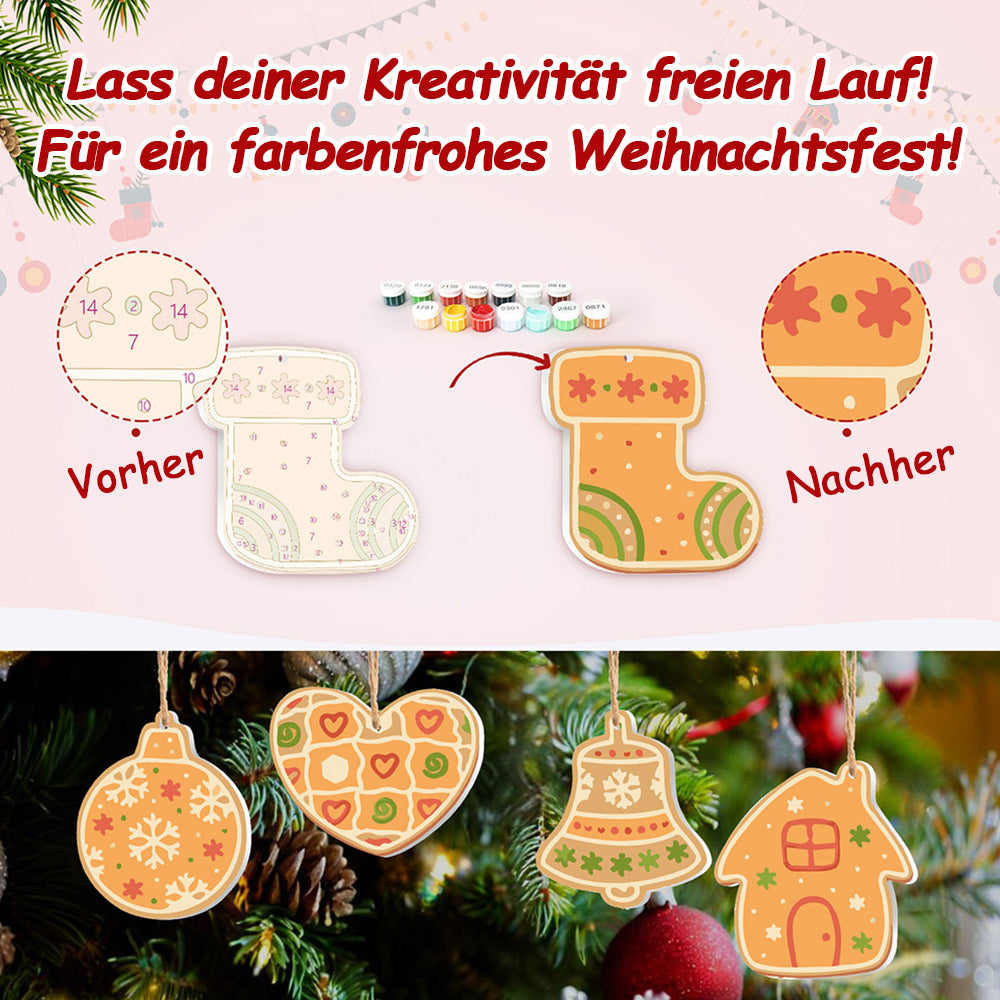 8 Stück Weihnachtsschmuck Malen nach Zahlen | Orange Dekoration Set