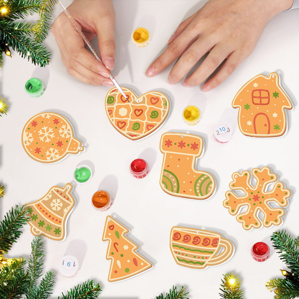 8 Stück Weihnachtsschmuck Malen nach Zahlen | Orange Dekoration Set