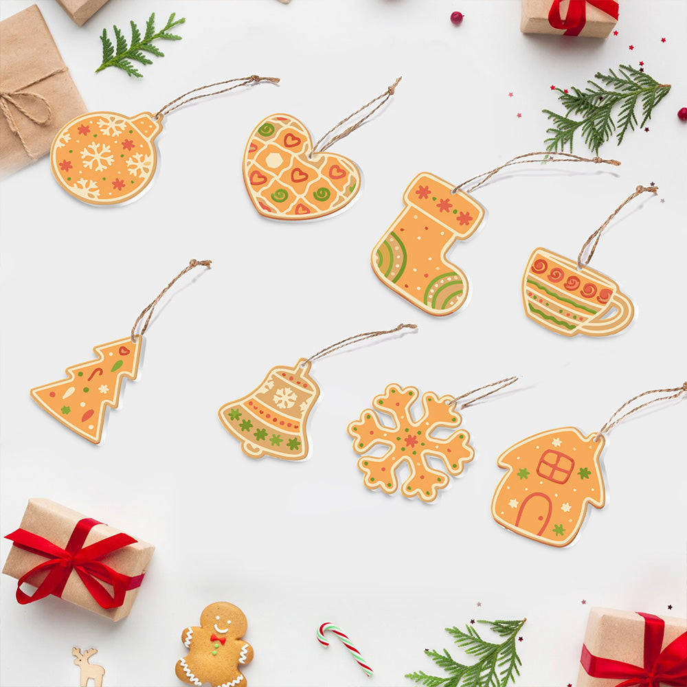 8 Stück Weihnachtsschmuck Malen nach Zahlen | Orange Dekoration Set