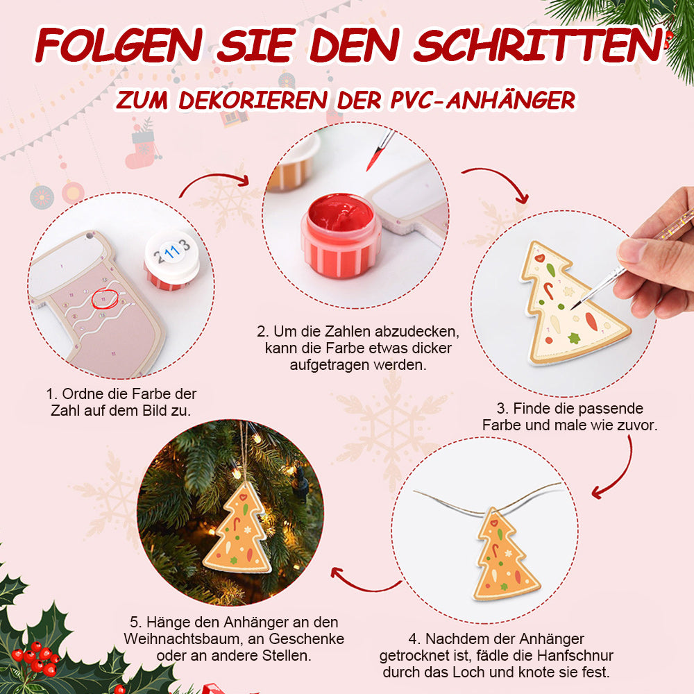 8 Stück Weihnachtsschmuck Malen nach Zahlen | Orange Dekoration Set