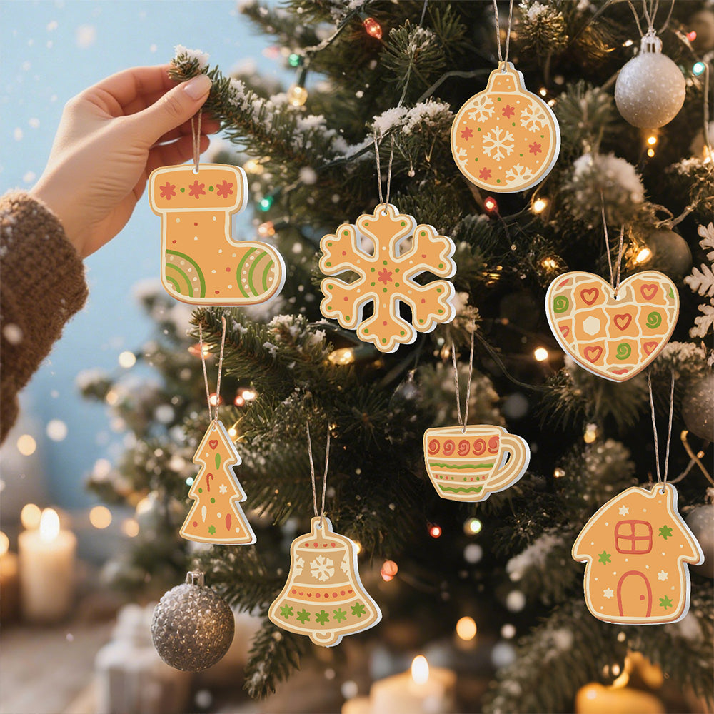 8 Stück Weihnachtsschmuck Malen nach Zahlen | Orange Dekoration Set