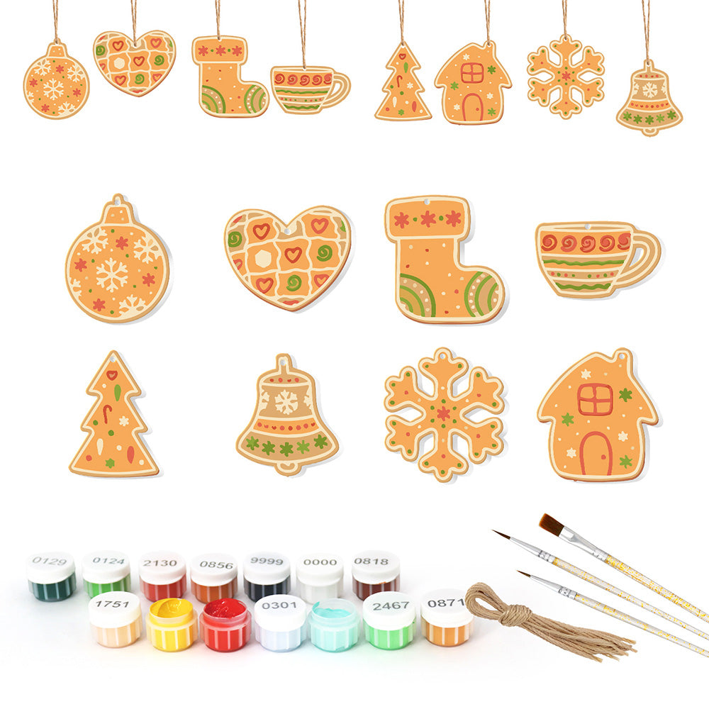8 Stück Weihnachtsschmuck Malen nach Zahlen | Orange Dekoration Set