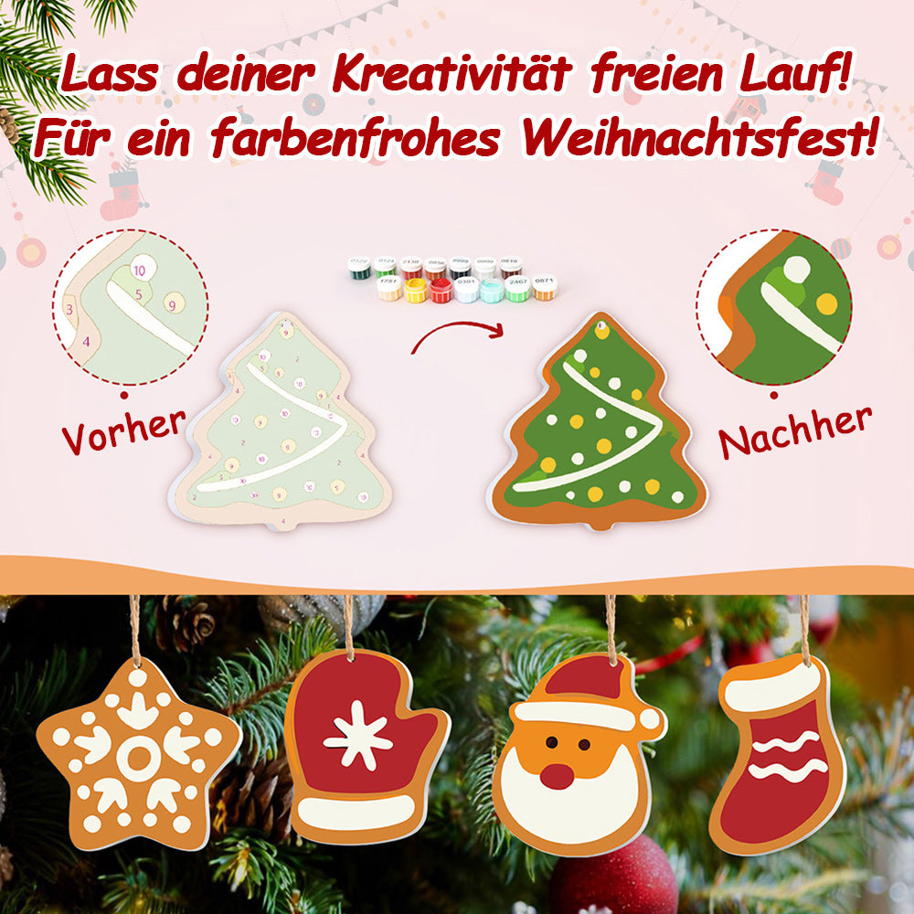 8 Stück Weihnachtsschmuck Malen nach Zahlen | Schneemann und Schneeflocken Set