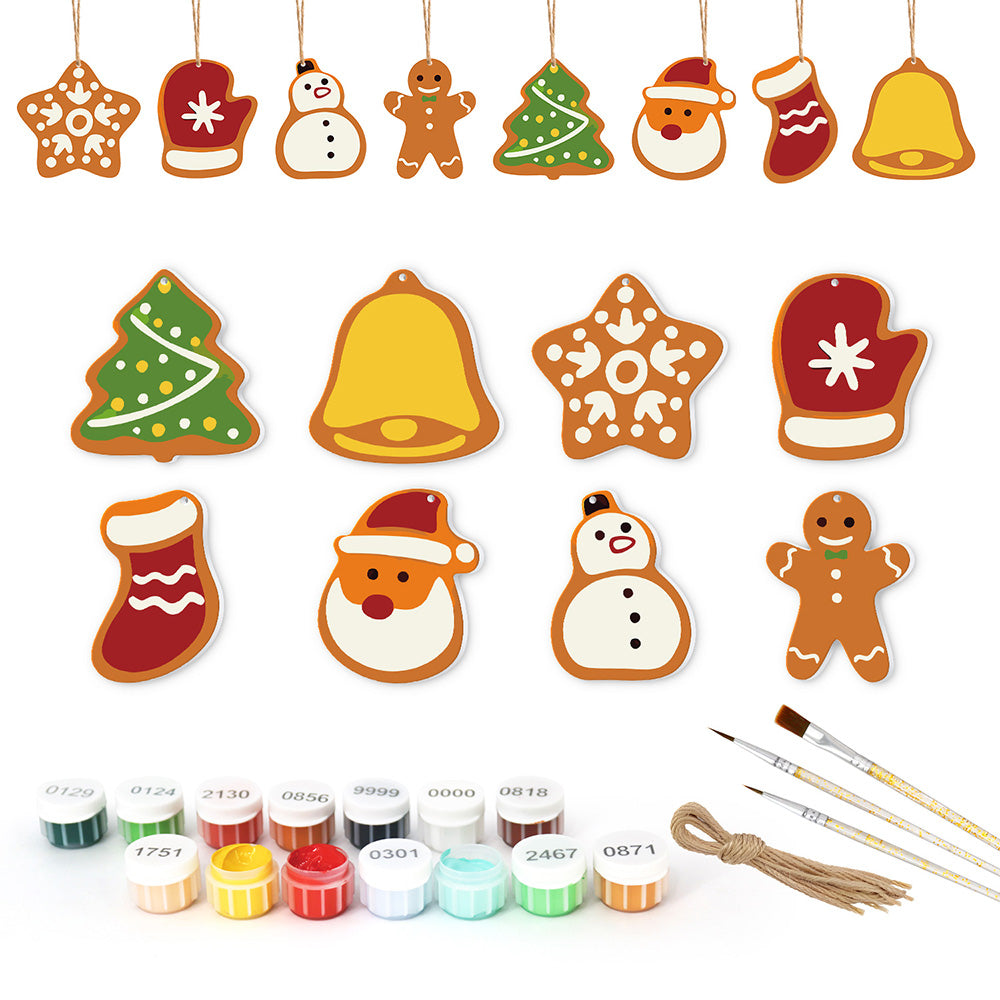 8 Stück Weihnachtsschmuck Malen nach Zahlen | Schneemann und Schneeflocken Set