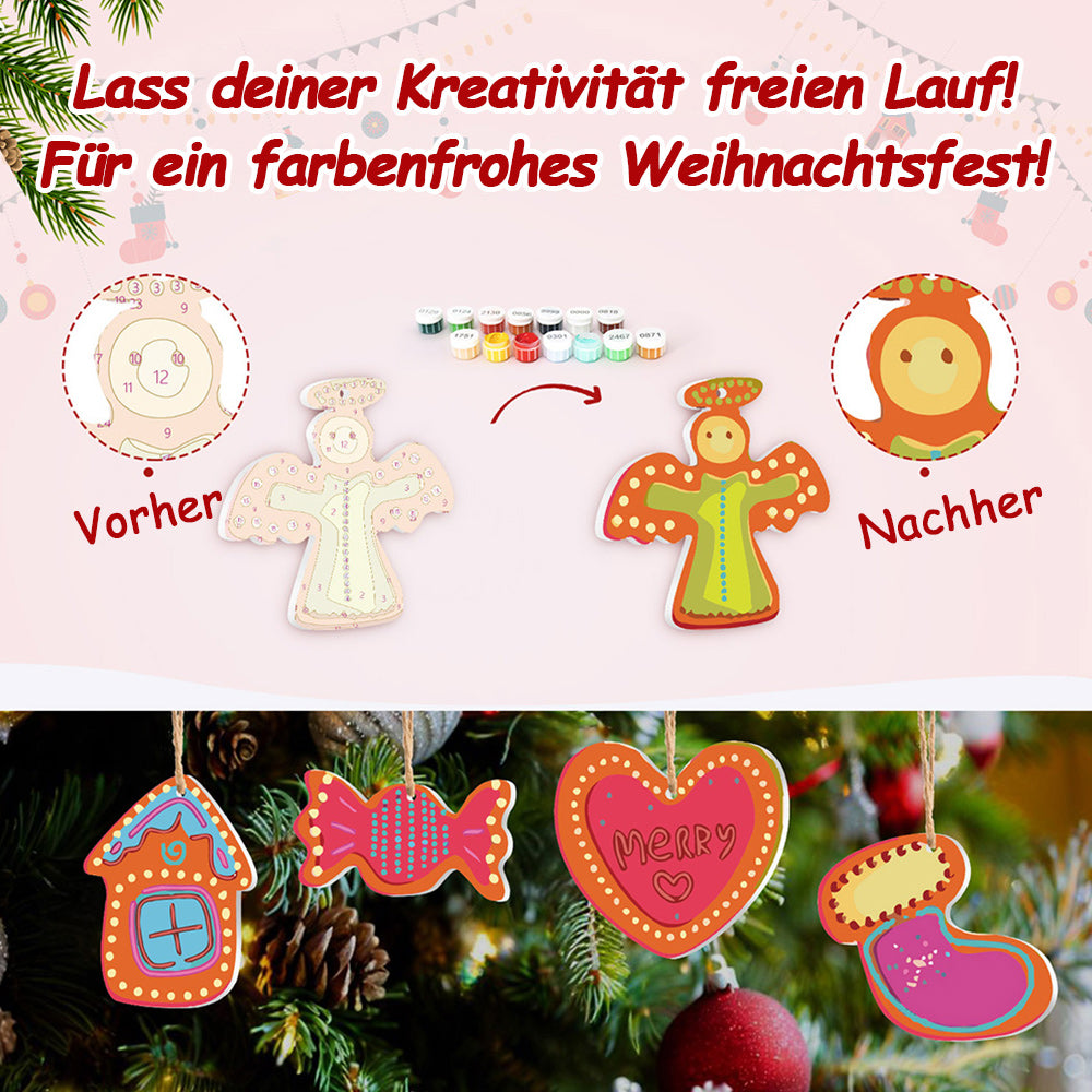 8 Stück Weihnachtsschmuck Malen nach Zahlen | Süßigkeiten und Herz Set