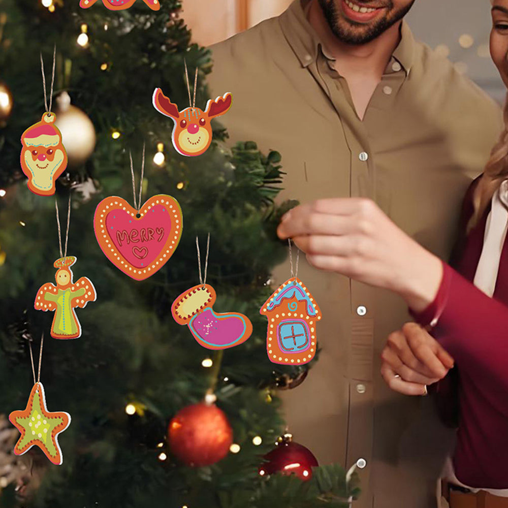 8 Stück Weihnachtsschmuck Malen nach Zahlen | Süßigkeiten und Herz Set