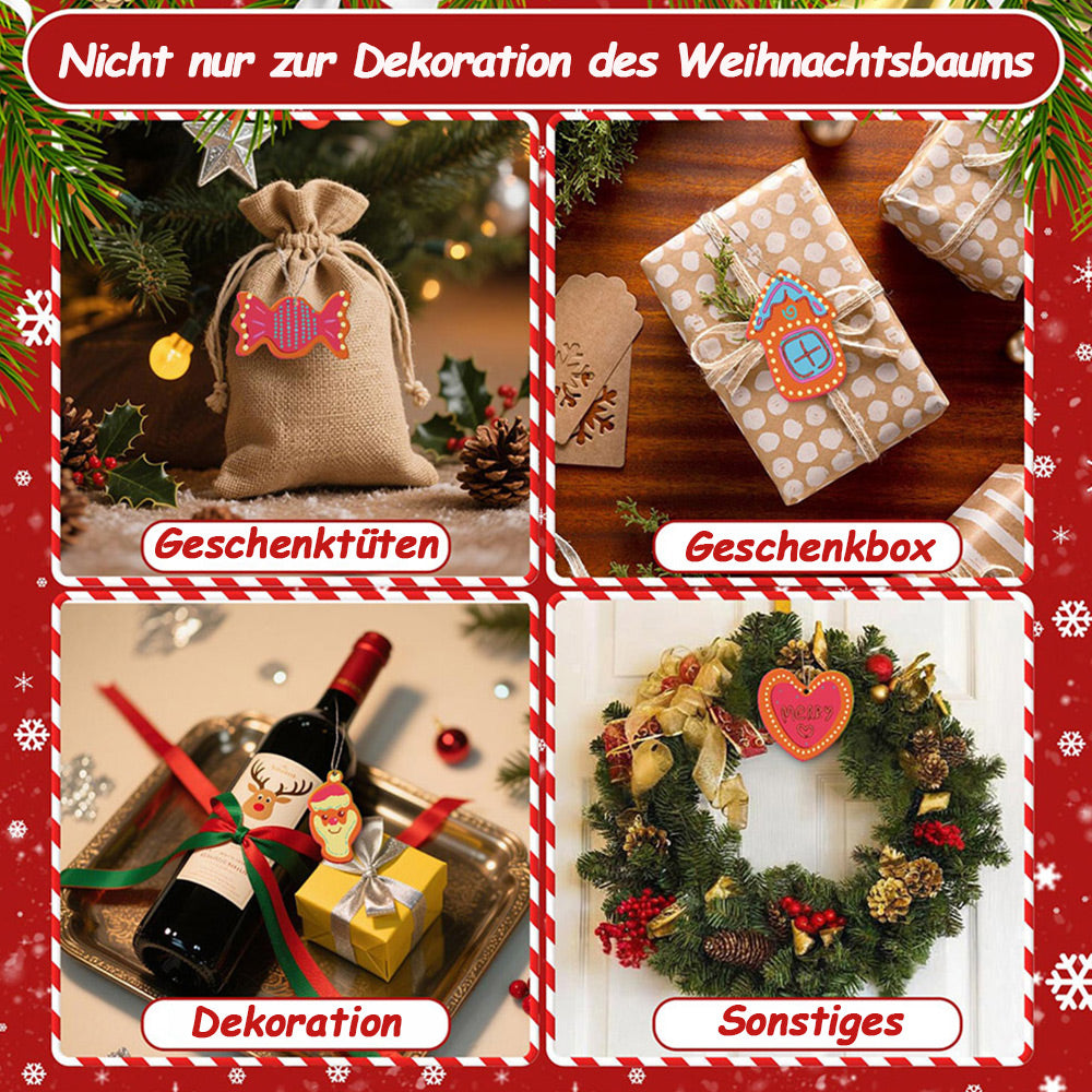 8 Stück Weihnachtsschmuck Malen nach Zahlen | Süßigkeiten und Herz Set