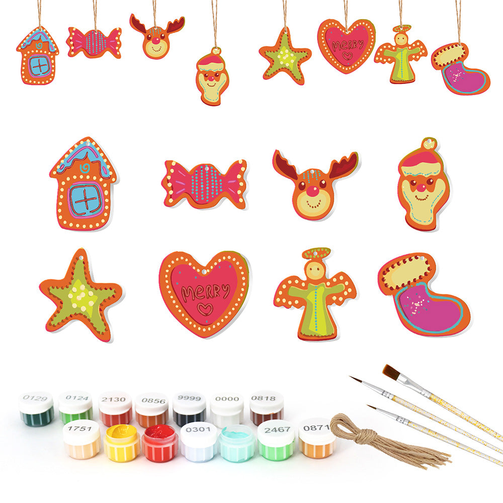 8 Stück Weihnachtsschmuck Malen nach Zahlen | Süßigkeiten und Herz Set