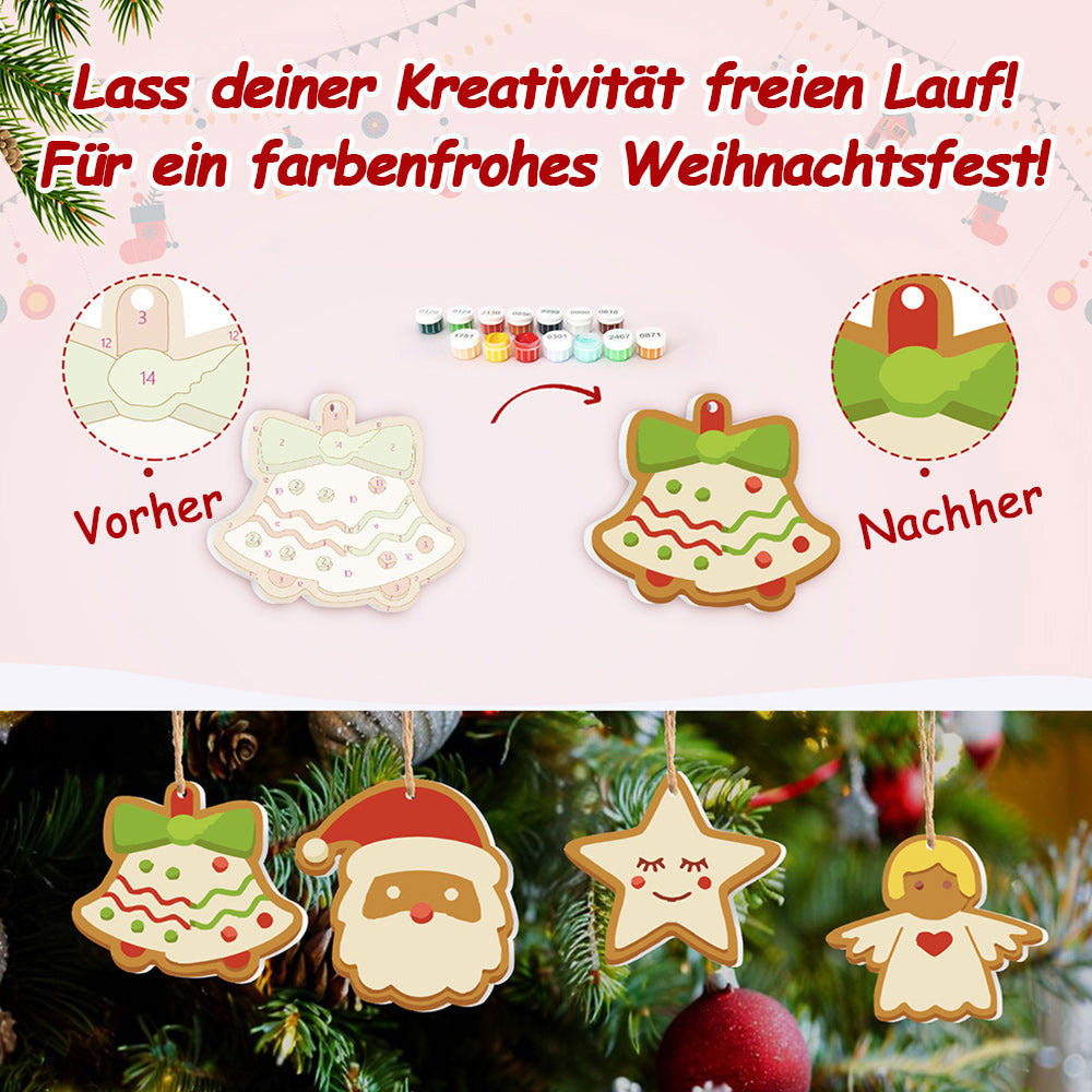 8 Stück Weihnachtsschmuck Malen nach Zahlen | Süßigkeiten und Schneemann Set