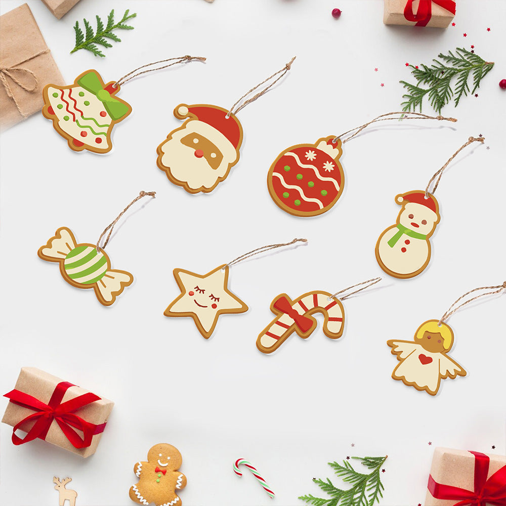 8 Stück Weihnachtsschmuck Malen nach Zahlen | Süßigkeiten und Schneemann Set