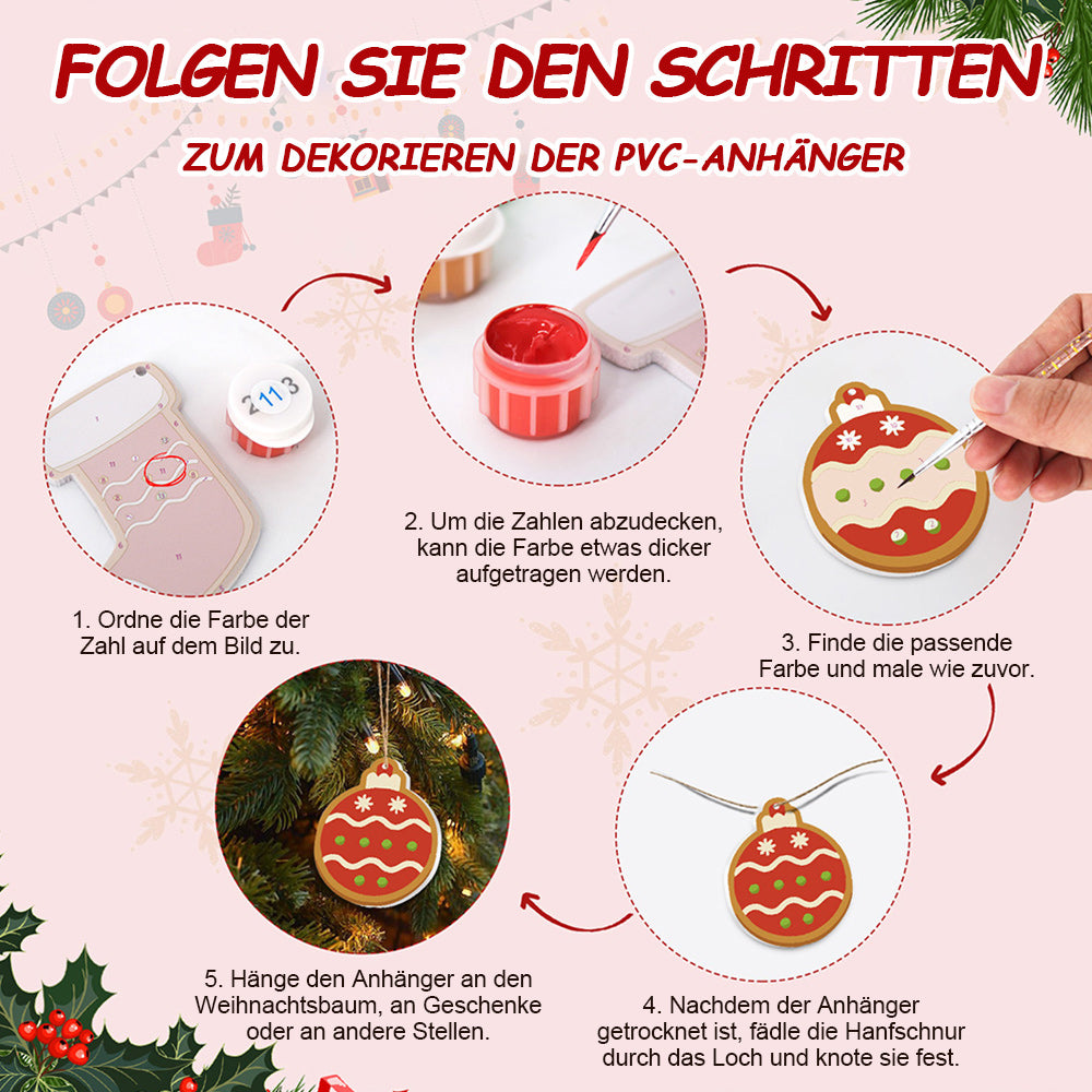 8 Stück Weihnachtsschmuck Malen nach Zahlen | Süßigkeiten und Schneemann Set