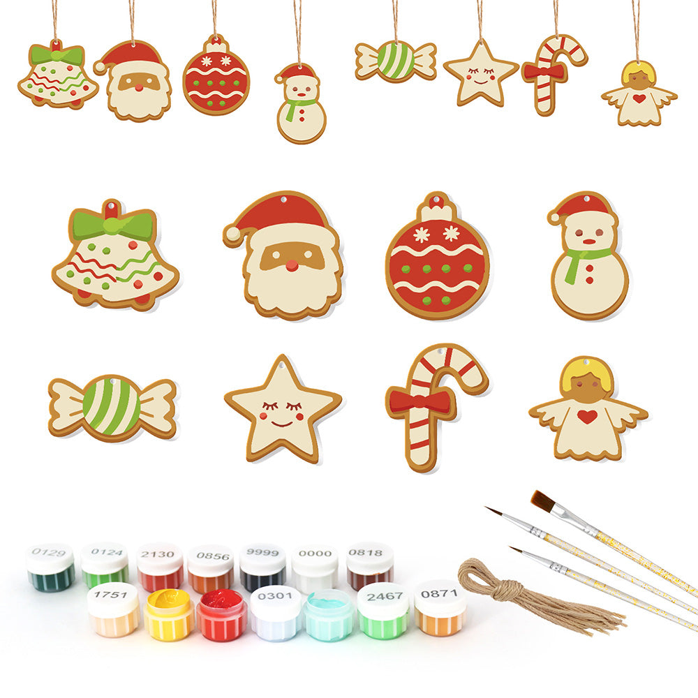 8 Stück Weihnachtsschmuck Malen nach Zahlen | Süßigkeiten und Schneemann Set