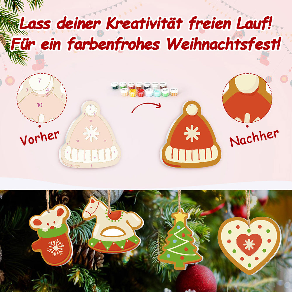8 Stück Weihnachtsschmuck Malen nach Zahlen | Süßigkeiten und Trojanisches Pferd Set