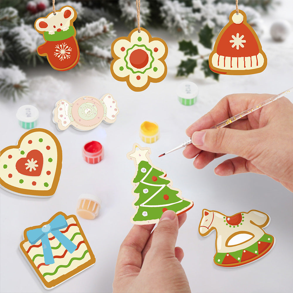 8 Stück Weihnachtsschmuck Malen nach Zahlen | Süßigkeiten und Trojanisches Pferd Set