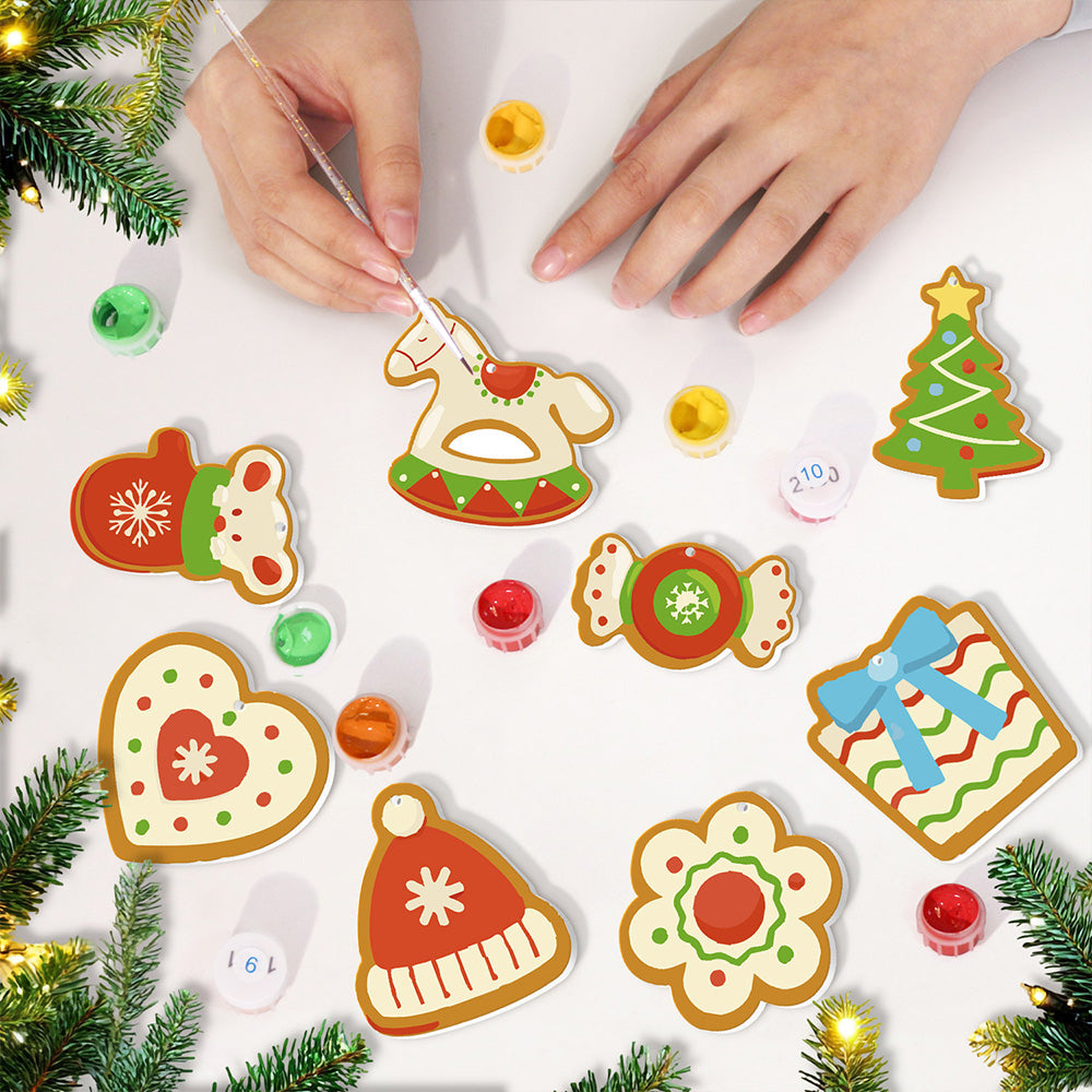 8 Stück Weihnachtsschmuck Malen nach Zahlen | Süßigkeiten und Trojanisches Pferd Set
