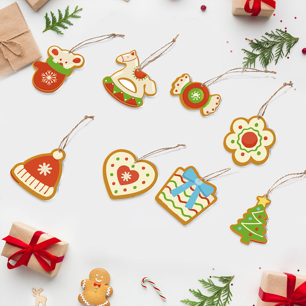 8 Stück Weihnachtsschmuck Malen nach Zahlen | Süßigkeiten und Trojanisches Pferd Set