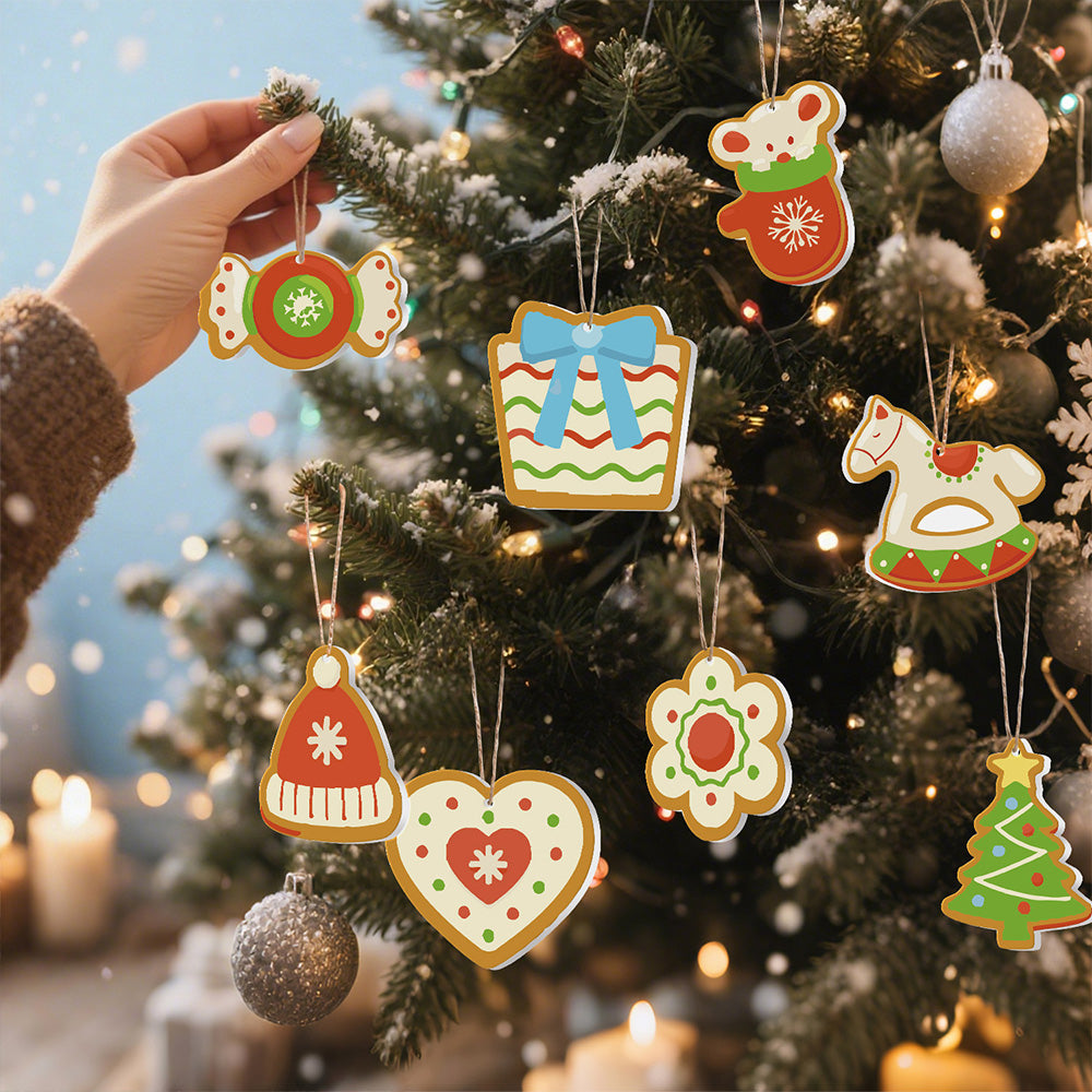 8 Stück Weihnachtsschmuck Malen nach Zahlen | Süßigkeiten und Trojanisches Pferd Set