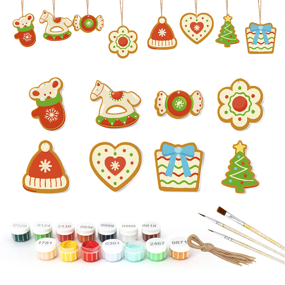 8 Stück Weihnachtsschmuck Malen nach Zahlen | Süßigkeiten und Trojanisches Pferd Set