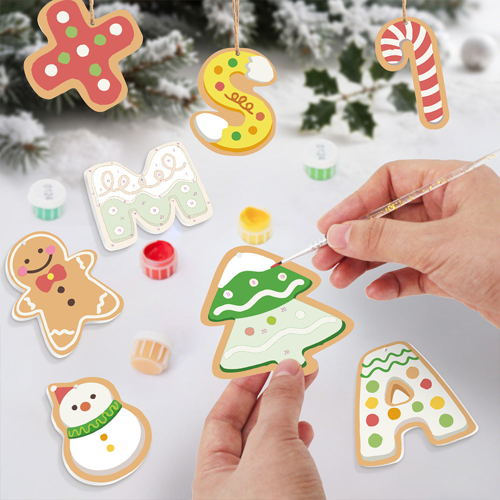 8 Stück Weihnachtsschmuck Malen nach Zahlen | Weihnachtsbriefe Set