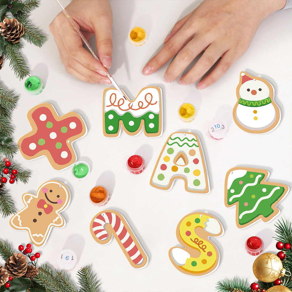 8 Stück Weihnachtsschmuck Malen nach Zahlen | Weihnachtsbriefe Set