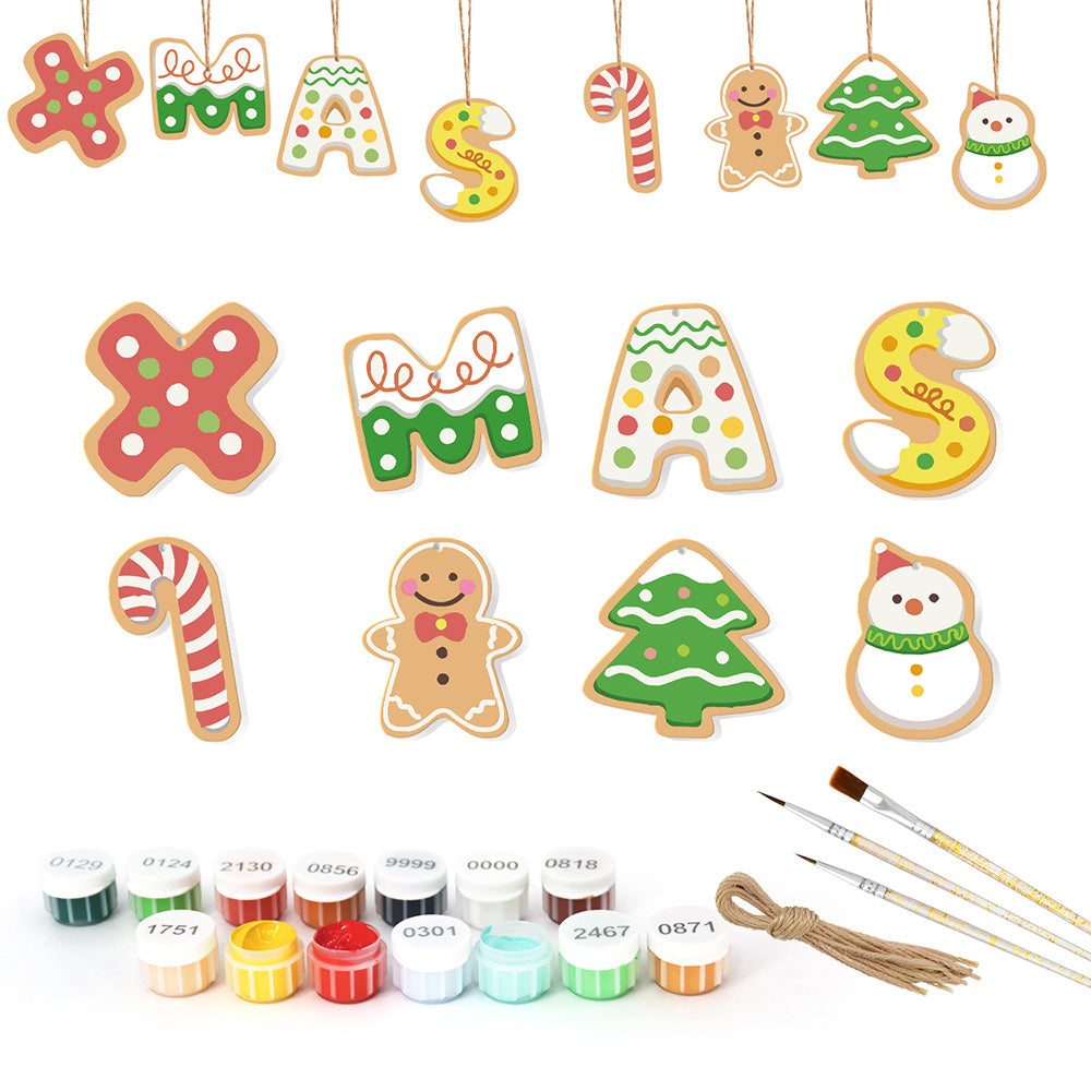 8 Stück Weihnachtsschmuck Malen nach Zahlen | Weihnachtsbriefe Set